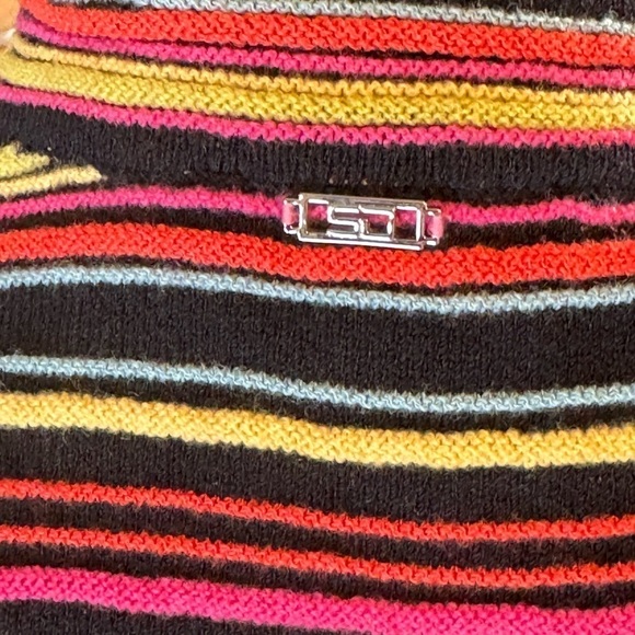 St John Sport Santana Knit Sweater M Mock Neck Sleeveless Y2K Multicolor Crop - Picture 6 of 12